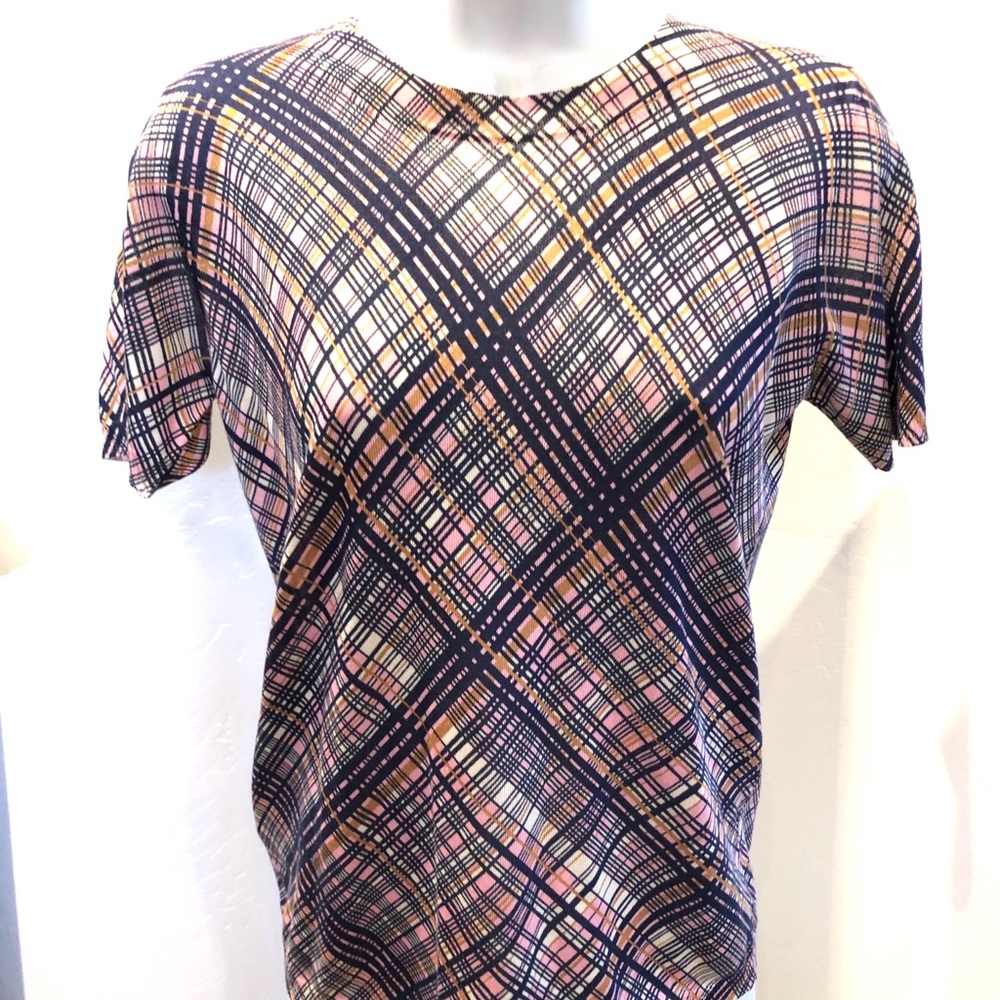 Prada plaid short sleeve knitted top